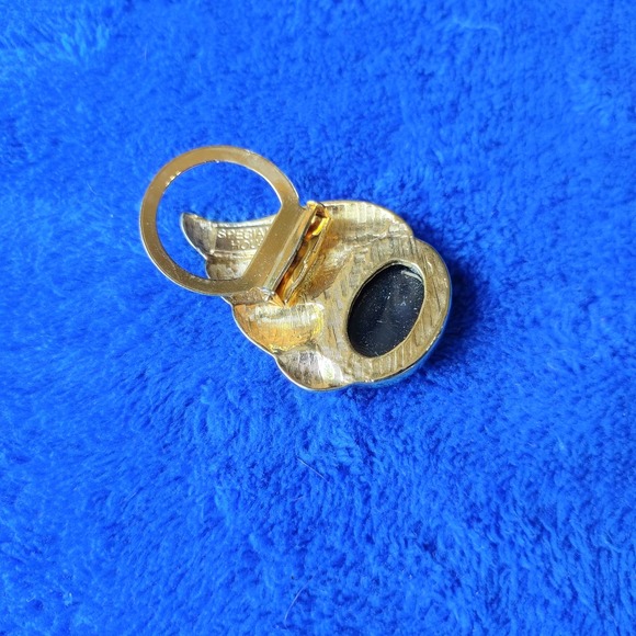 Vintage Specialty House Wing Black Faux Onyx Cabochon Dress Scarf Clip - Picture 8 of 9